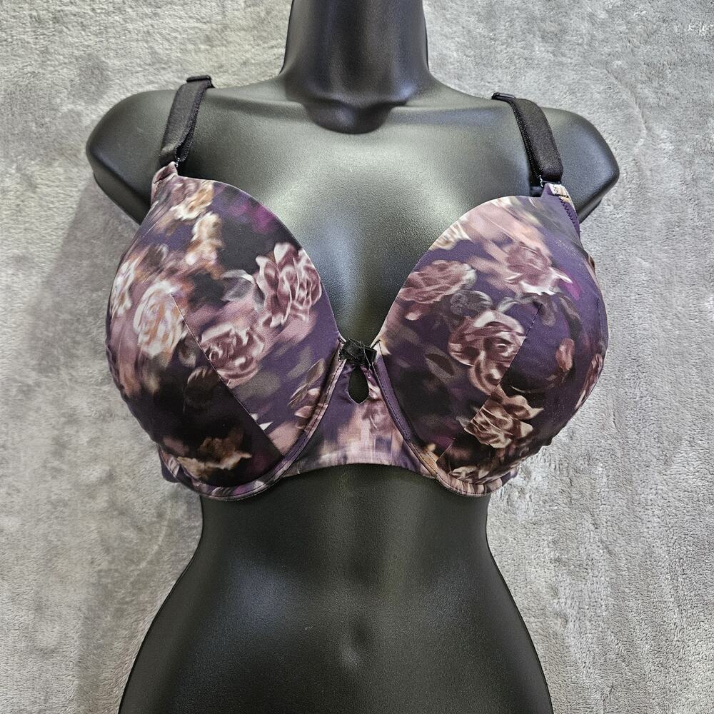Torrid 42D Dark Floral Bra Gothic Romance Femme Noir Plunge